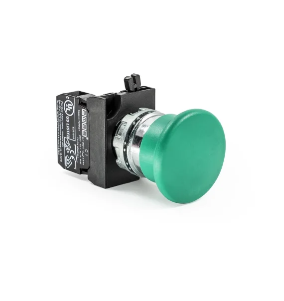 Emas CM Seriyası Metal 1NO Yaylı 40 mm Mantar Yaşıl 22 mm Buton — CM100MY