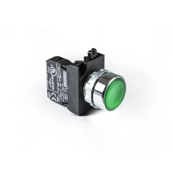 Emas CM Seriyası Metal 1NC Yaylı Düz Yaşıl 22 mm Buton — CM200DY