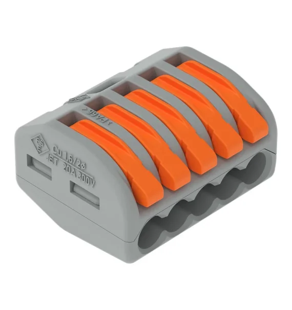 WAGO 222-415 Leverli Kabel Birləşdirici – 5 Damarlı, 4 mm²