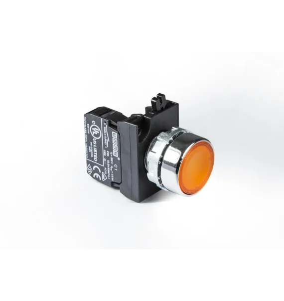 Emas CM Seriyası Metal 1NO Yaylı Düz Sarı 22 mm Buton — CM100DS