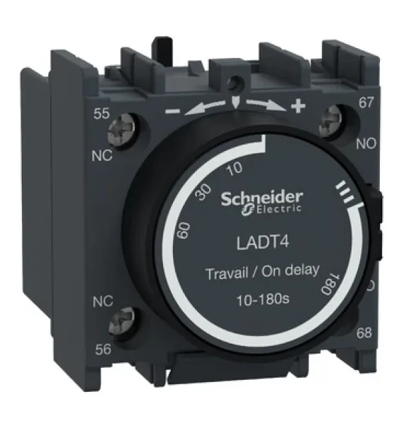 Schneider Electric TeSys Deca LADT4 – Gecikməli əlavə kontakt bloku – 10-180 saniyə – 1NO + 1NC – Ön montaj – Vidalı terminallar