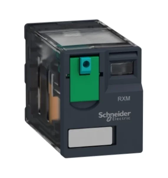 RXM4AB1BD Miniatür plug-in rele, 6A, 4 dəyişən kontakt (CO), kilidlənə bilən test düyməli, 24V DC