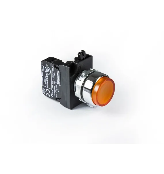 Emas CM Seriyası Metal 1NO Yaylı Çıxıq Sarı 22 mm Buton — CM100HS