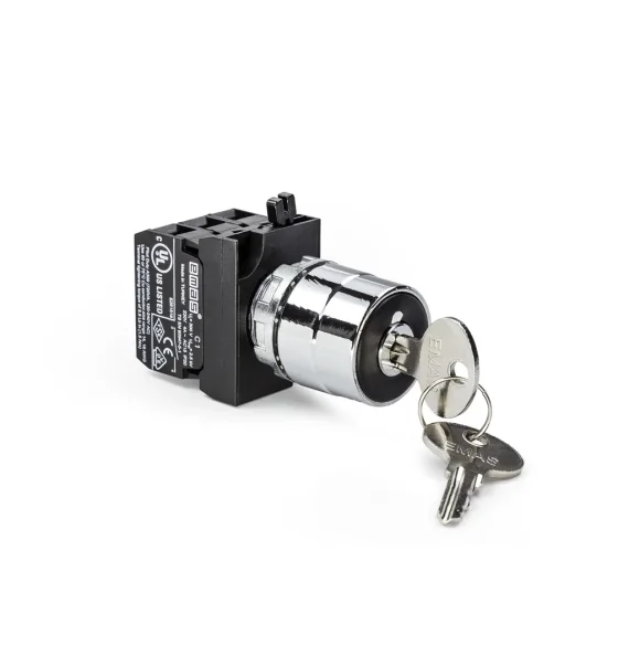 Emas CM Seriyası Metal 2NO-1NC Açarli 0-I 60° Kalıcı 22 mm Buton — CM112AA20