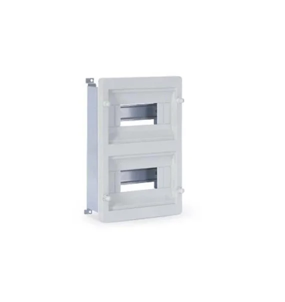MD9171 Modul tipli ABS pano, 250×350×150 mm, boz rəng, daxili montaj dəsti (8×2 avtomat üçün), Halogen Free