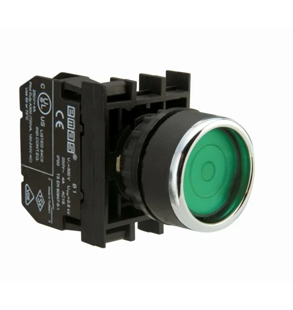 Emas B Seriyası Plastik Stay-Put Yaylı Yaşıl 22 mm Buton — B100FY