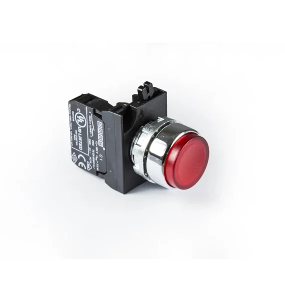 Emas CM Seriyası Metal 1NO Yaylı Çıxıq Qırmızı 22 mm Buton — CM100HK