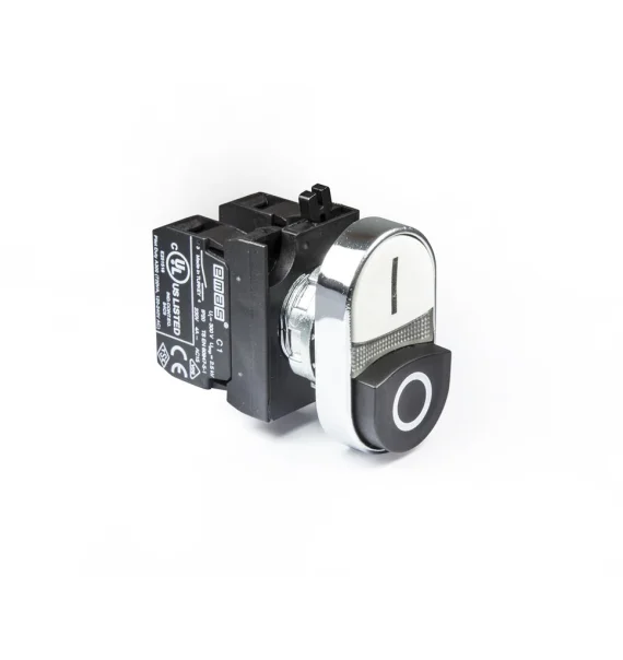 Emas CM Seriyası Metal 1NO-1NC Çiftli Çıxıq Qara-Ağ 22 mm Buton — CM102K21HB