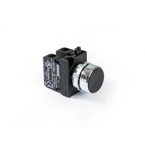 Emas CM Seriyası Metal 2NO Yaylı Düz Qara 22 mm Buton — CM101DH