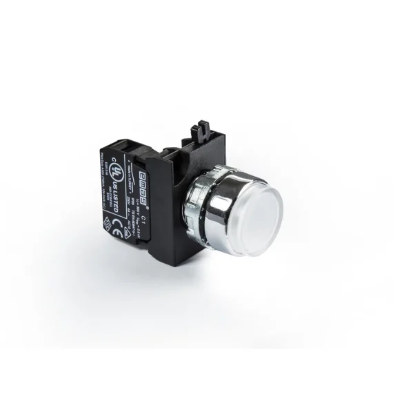 Emas CM Seriyası Metal 1NO Yaylı Çıxıq Ağ 22 mm Buton — CM100HB