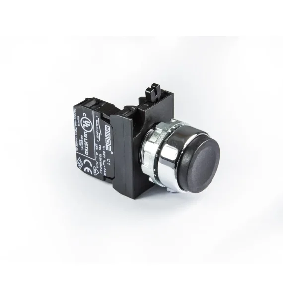 Emas CM Seriyası Metal 1NO Yaylı Çıxıq Qara 22 mm Buton — CM100HH