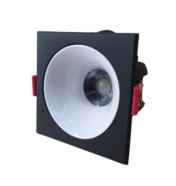 Delux ROMA 25B kvadrat spot işıq (85×85 mm, qara + ağ, 12W 6500K)