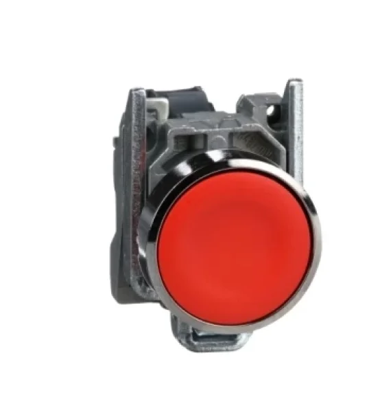 Schneider Electric XB4BA42 metal idarəetmə düyməsi, qırmızı, Ø22, yaylı qayıtma, işarəsiz, 1NC kontakt