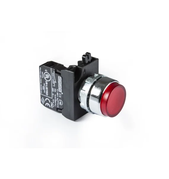 Emas CM Seriyası Metal 1NC Yaylı Çıxıq Qırmızı 22 mm Buton — CM200HK