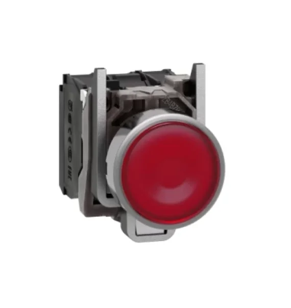 Schneider Electric XB4BW34B5 işıqlı təzyiq düyməsi, metal, 22 mm, qırmızı, 1 NO + 1 NC, 24V AC/DC