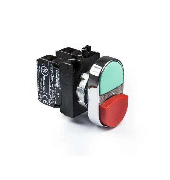 Emas CM Seriyası Metal 1NO-1NC Çiftli Çıxıq Qırmızı-Yaşıl 22 mm Buton — CM102K21KY