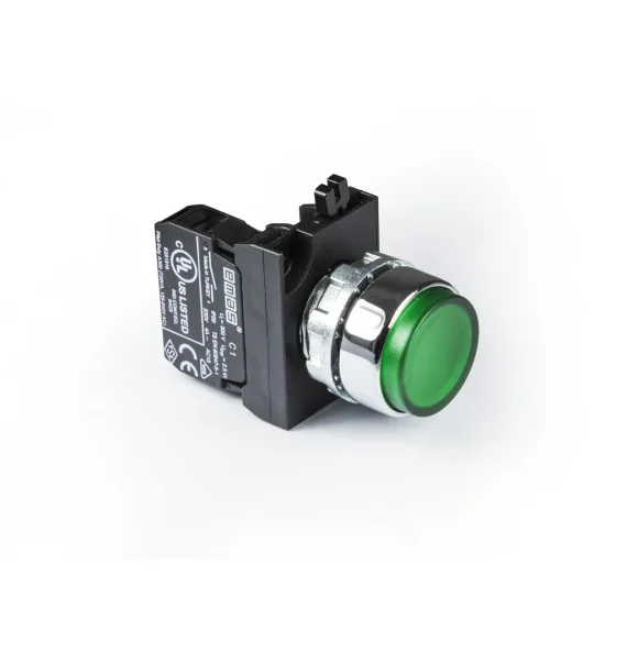 Emas CM Seriyası Metal 1NO Yaylı Çıxıq Yaşıl 22 mm Buton — CM100HY
