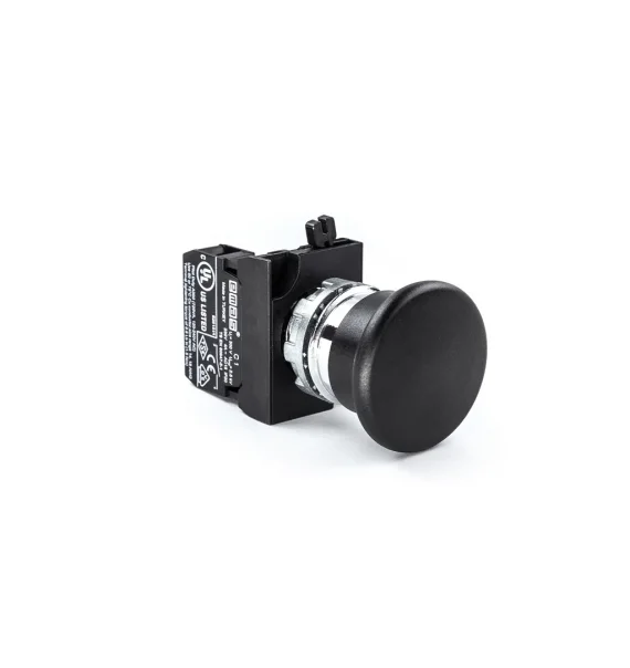 Emas CM Seriyası Metal 1NO Yaylı 40 mm Mantar Qara 22 mm Buton — CM100MH