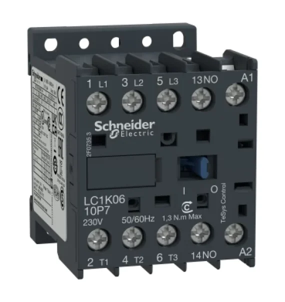 LC1K0610M7 Schneider Electric TeSys K Kontaktor – 3P (3NA) – 6A, 220–230V AC bobin